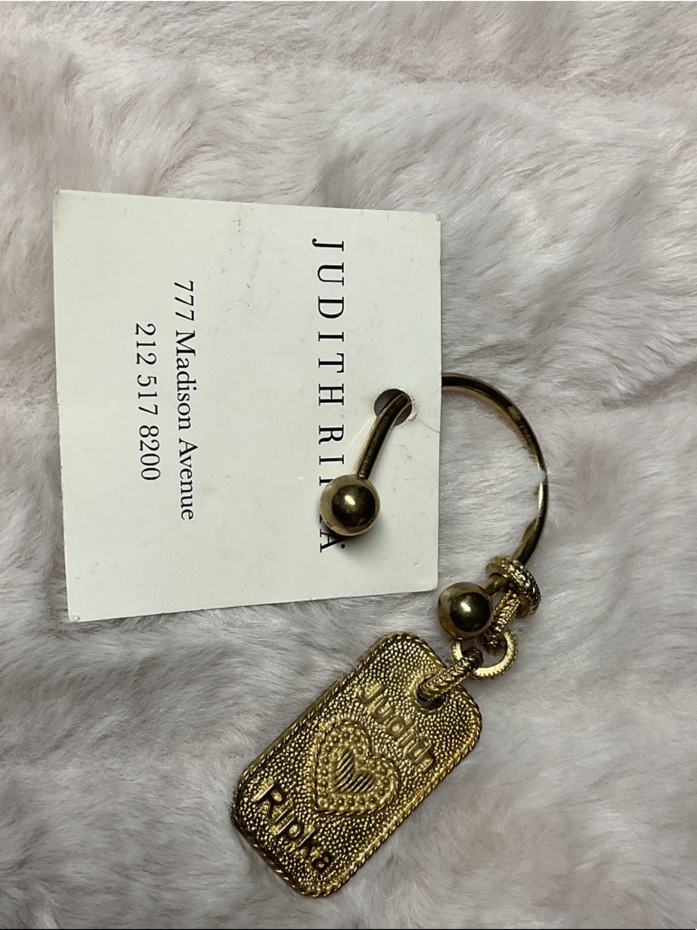 Judith Ripka Gold-Tone Textured Heart Tag Keychain